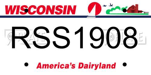 RSS1908 Wisconsin License Plate