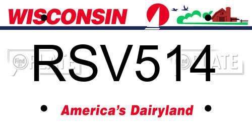 RSV514 Wisconsin License Plate