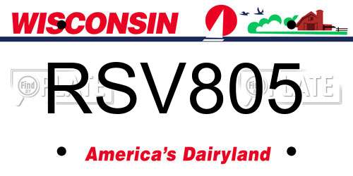 RSV805 Wisconsin License Plate