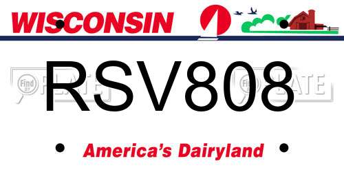 RSV808 Wisconsin License Plate