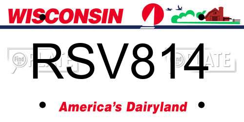 RSV814 Wisconsin License Plate