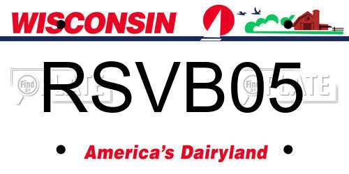 RSVB05 Wisconsin License Plate