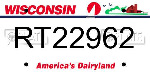 RT22962 Wisconsin License Plate