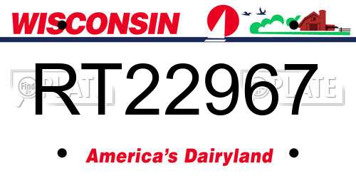 RT22967 Wisconsin License Plate