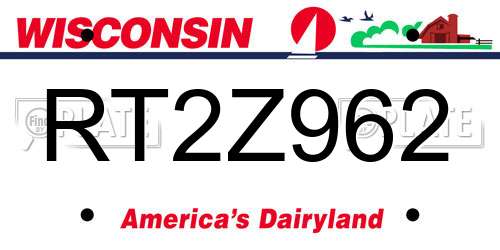 RT2Z962 Wisconsin License Plate