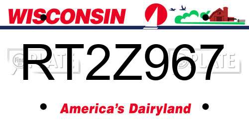 RT2Z967 Wisconsin License Plate