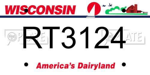 RT3124 Wisconsin License Plate