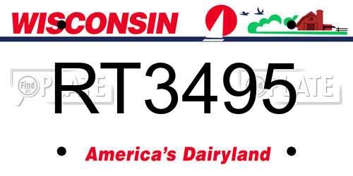 RT3495 Wisconsin License Plate