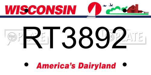RT3892 Wisconsin License Plate