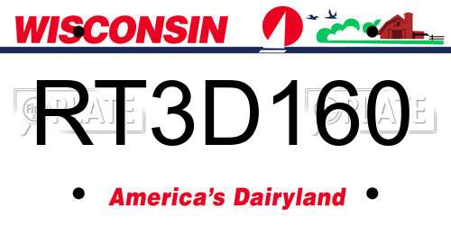RT3D160 Wisconsin License Plate