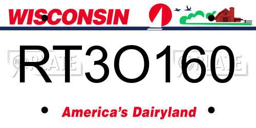 RT3O160 Wisconsin License Plate