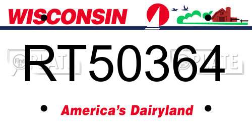 RT50364 Wisconsin License Plate