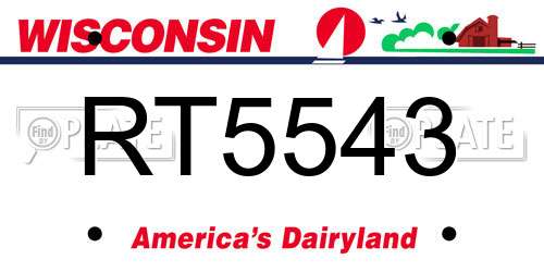 RT5543 Wisconsin License Plate