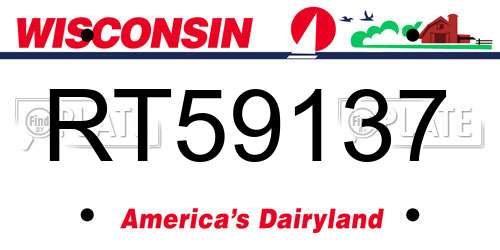 RT59137 Wisconsin License Plate