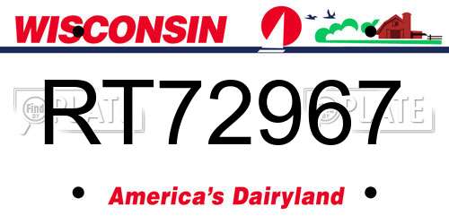 RT72967 Wisconsin License Plate
