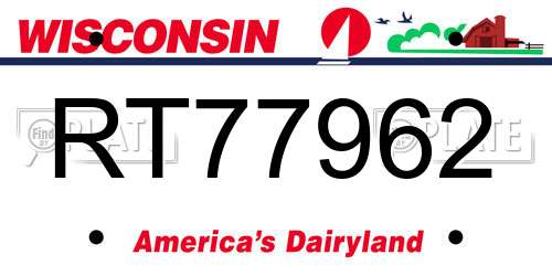 RT77962 Wisconsin License Plate