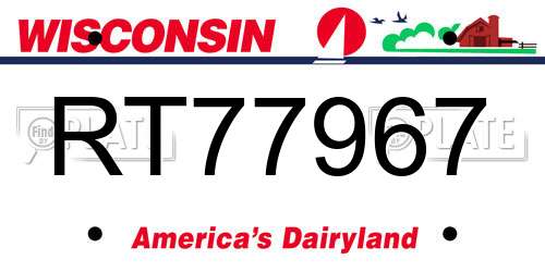 RT77967 Wisconsin License Plate