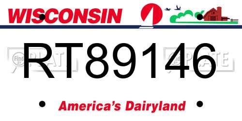 RT89146 Wisconsin License Plate