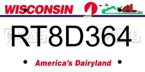 RT8D364 Wisconsin License Plate