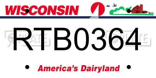 RTB0364 Wisconsin License Plate