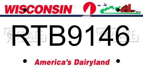 RTB9146 Wisconsin License Plate