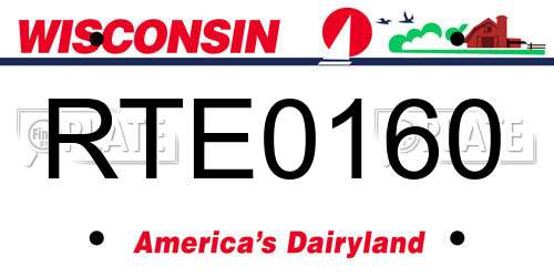RTE0160 Wisconsin License Plate