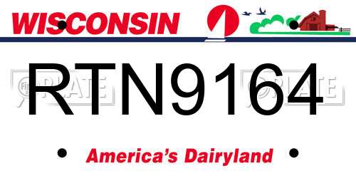 RTN9164 Wisconsin License Plate