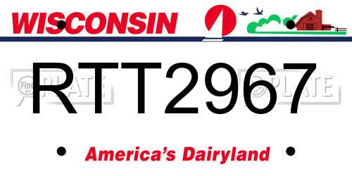 RTT2967 Wisconsin License Plate