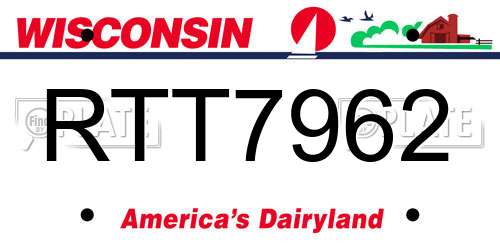 RTT7962 Wisconsin License Plate