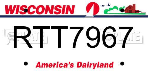 RTT7967 Wisconsin License Plate