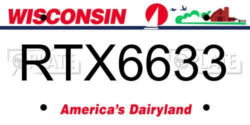 RTX6633 Wisconsin License Plate
