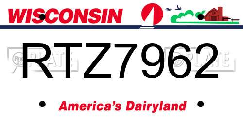 RTZ7962 Wisconsin License Plate
