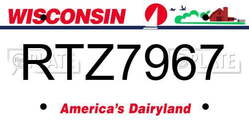 RTZ7967 Wisconsin License Plate