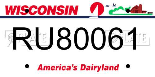 RU80061 Wisconsin License Plate