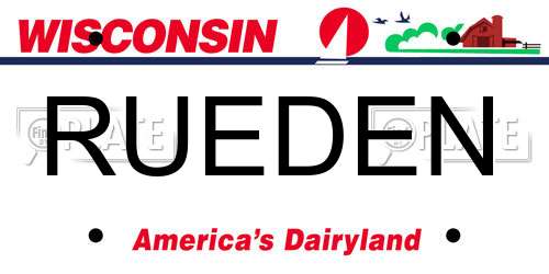 RUEDEN Wisconsin License Plate