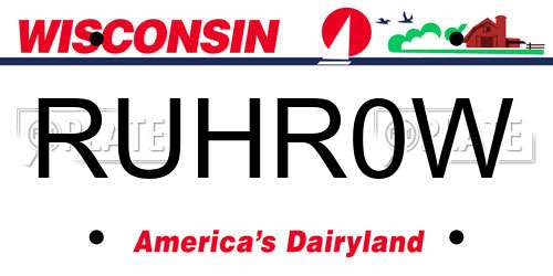 RUHR0W Wisconsin License Plate