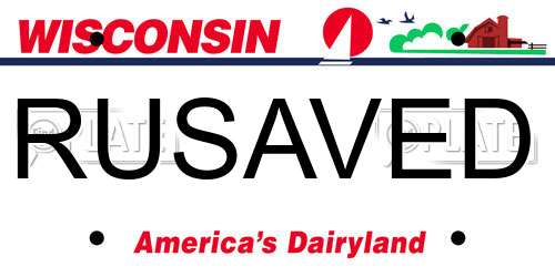 RUSAVED Wisconsin License Plate