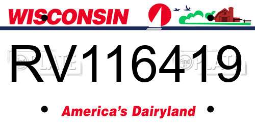 RV116419 Wisconsin License Plate