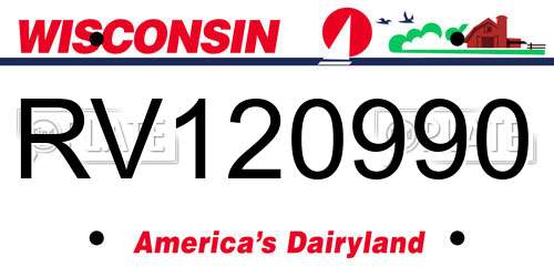 RV120990 Wisconsin License Plate