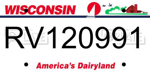 RV120991 Wisconsin License Plate