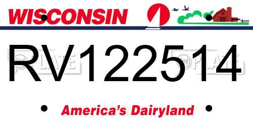 RV122514 Wisconsin License Plate