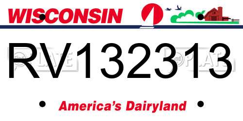 RV132313 Wisconsin License Plate