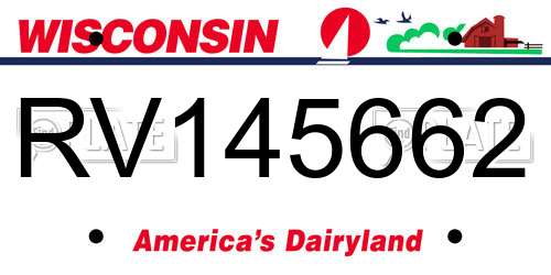 RV145662 Wisconsin License Plate