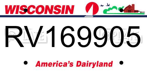 RV169905 Wisconsin License Plate