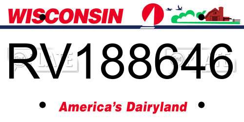 RV188646 Wisconsin License Plate