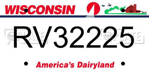 RV32225 Wisconsin License Plate