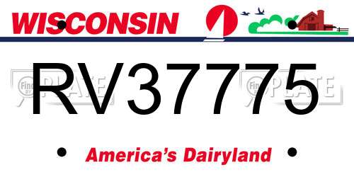 RV37775 Wisconsin License Plate