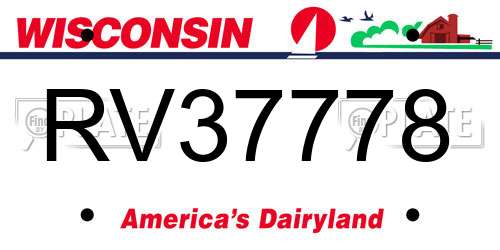 RV37778 Wisconsin License Plate