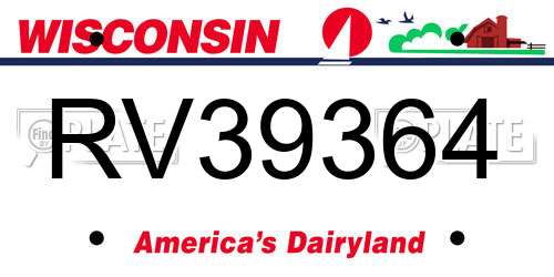 RV39364 Wisconsin License Plate