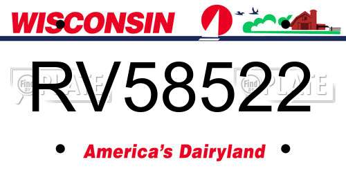 RV58522 Wisconsin License Plate